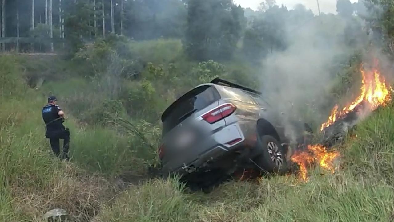 Trio charged after 150km police chase ends in car explosion