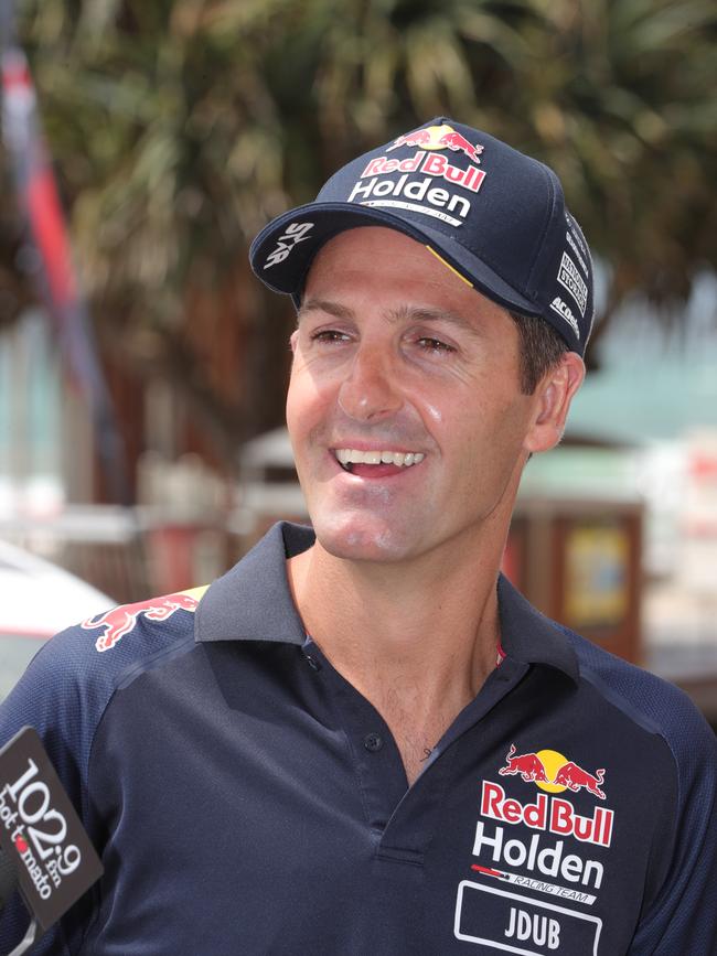 Driver Jamie Whincup answering questions at a press conference in Surfers Paradise to kick off race Week festivities. Picture Glenn Hampson