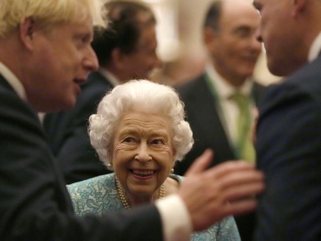 Queen Elizabeth, centre, with UK Prime Minister Boris Johnson, far left, at Windsor Castle. Picture: Getty Images