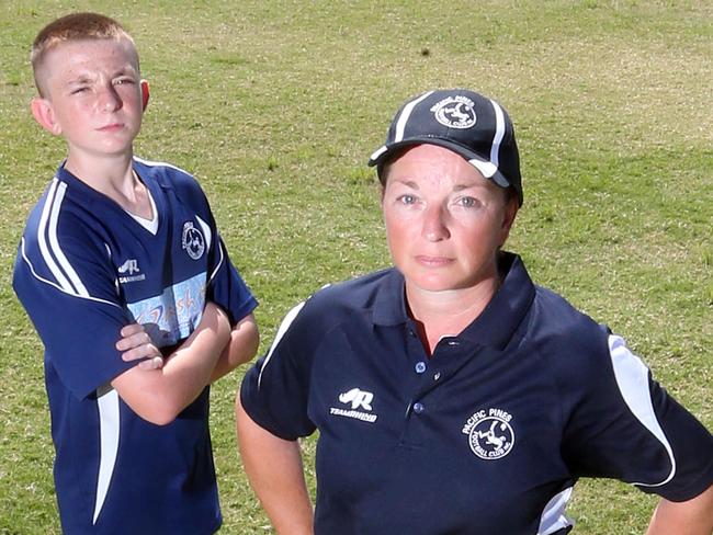 Cheryl Southwood (right) with son Josh at Pacific Pines in 2016. Picture: Richard Gosling