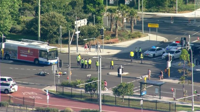 A man has died after his motorbike collided with a bus in Sydney's east. Picture: Seven News