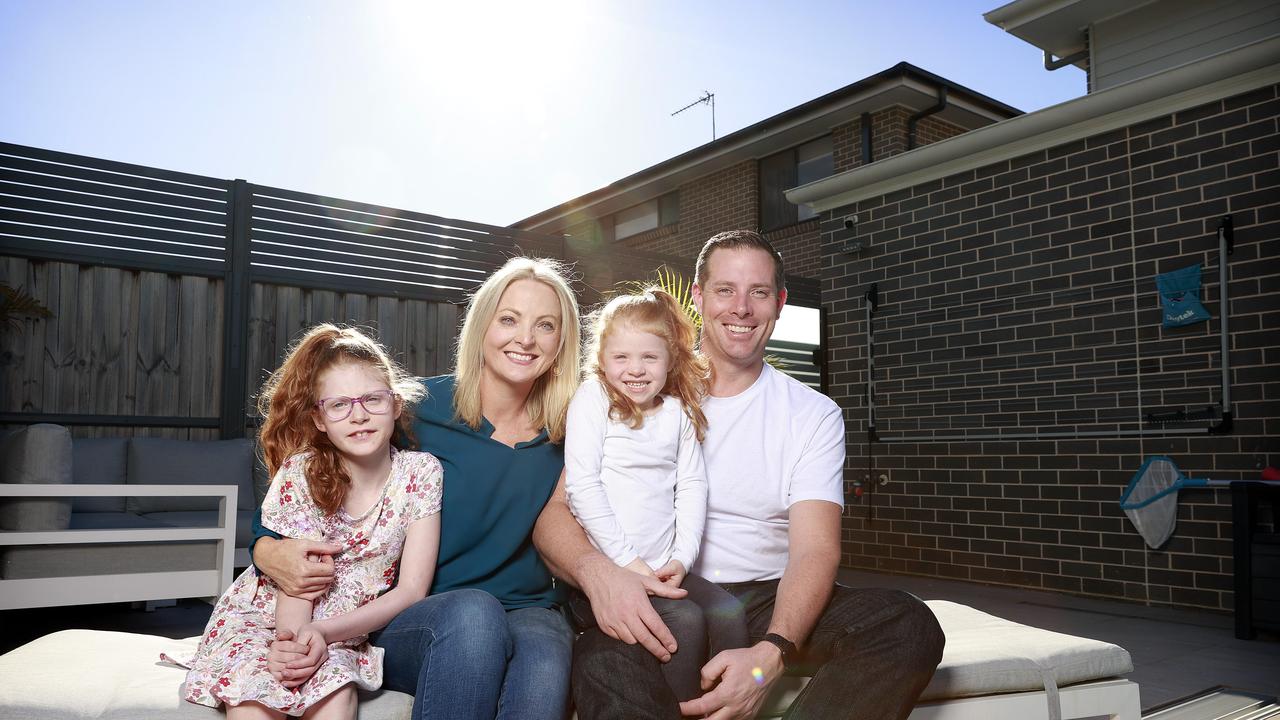 Michael Desmyth with wife Jordana and their daughters Skylar, 8 and Indiana, 5. Picture: Tim Hunter