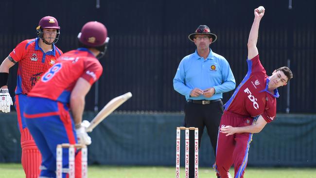 University of Queensland bowler Will Crook. Picture, John Gass