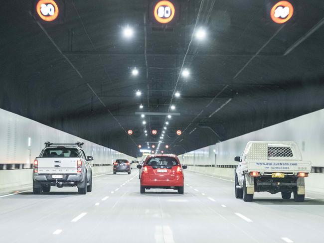 Vehicles using the WestConnex today. Picture: AAP/Matthew Vasilescu