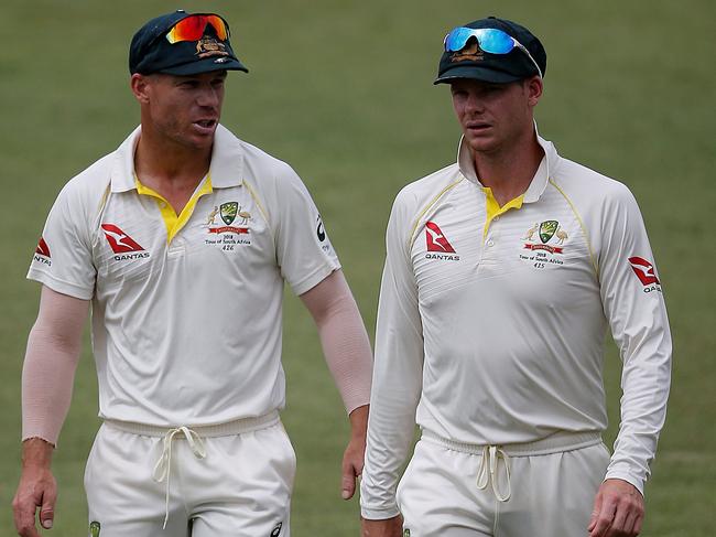 The Australian team hasn’t been able to fill the huge hole left by David Warner (left) and Steve Smith. Picture: AFP 