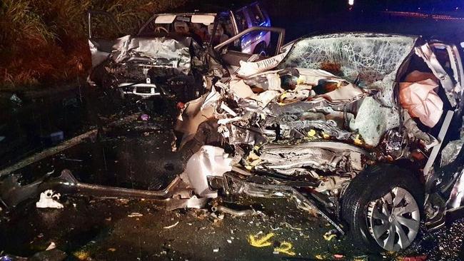 A woman has died and a man left seriously injured in a head-on collision on the Bruce Highway. The crash happened at Kanigan near Gympie.