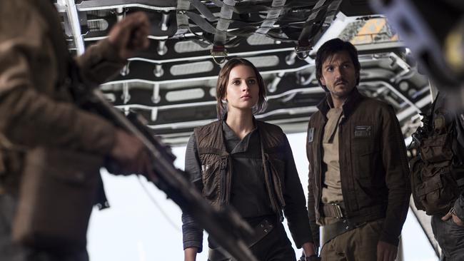 Felicity Jones and Diego Luna, right, in Rogue One: A Star Wars Story.