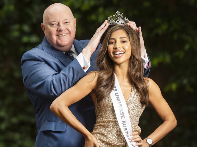 Clive Scott with Miss Universe Australia Maria Thattil. Picture: Rob Leeson.