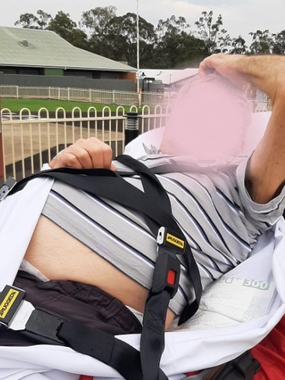 An image taken by the wife when her husband was first discharged from the hospital captures how swollen her husband’s stomach remained despite a week of treatment.