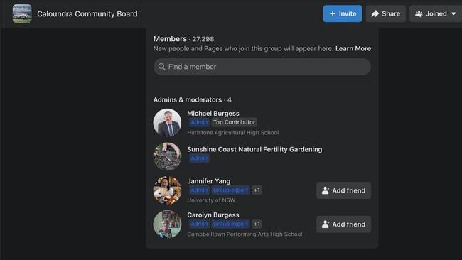 Michael Burgess is an admin of the Caloundra Community Board Facebook page that he has used to promote his mayoral campaign.