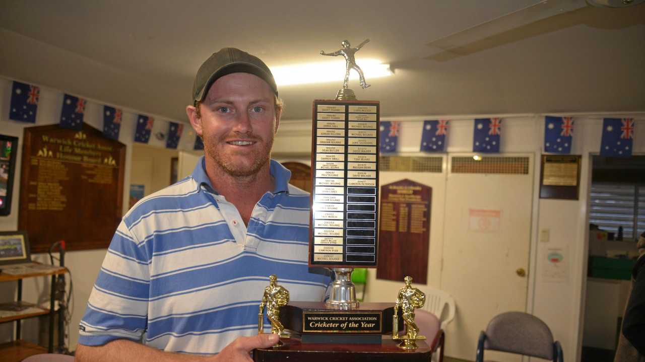 WELL DONE: Warwick Cricket Association Cricketer of the Year for the 2018/2019 season, John Cleary. Picture: Gerard Walsh