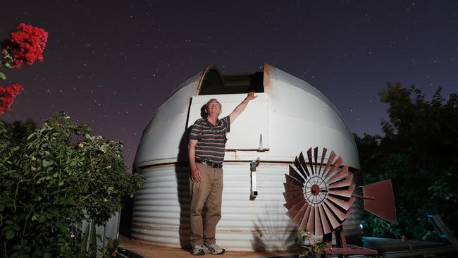 Amateur astronomer Trevor Barry is looking to further his groundbreaking work when he studies the convergence of Jupiter and Saturn from his homemade observatory. Picture: John Feder