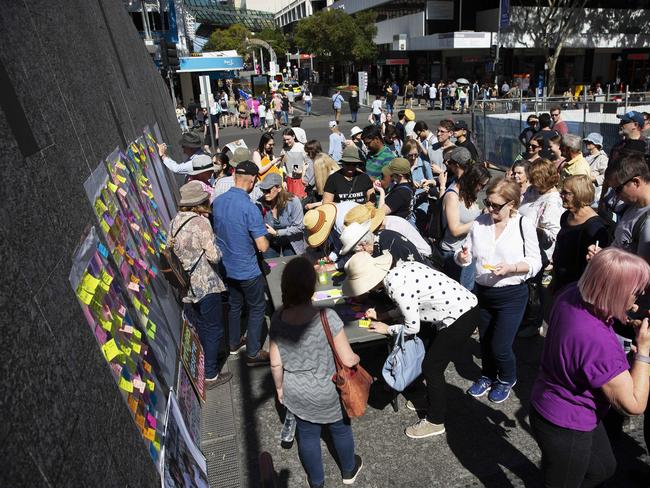 The protest at King George Square. (AAP Image/Attila Csaszar)