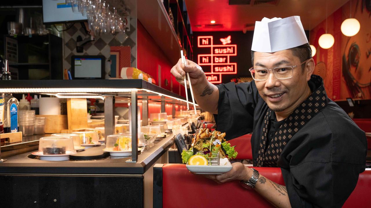 Hi Sushi head chef Leslie Chan at Geelong's first sushi train. Picture: Brad Fleet