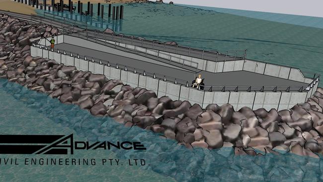 Designs of the land-based fishing platform at the Dundee Beach boat ramp, from which large concrete slabs washed away. Picture: Supplied.