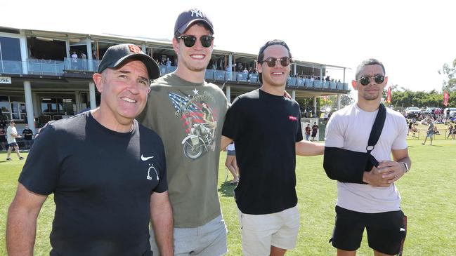 Chris Fagan, Jarrod Berry, Cam Rayner and Charlie Cameron at the match. Picture: Mike Batterham