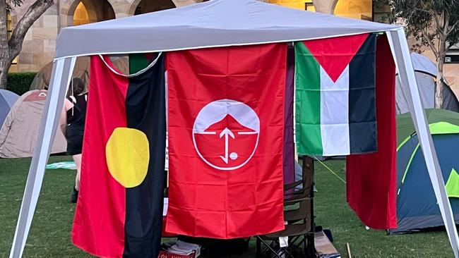 Popular Front for the Liberation of Palestine flag being flown at UQ on Wednesday