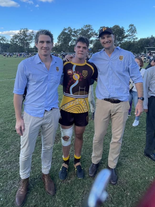 Padua coach Andrew Clyne, captain Will Tozer and assistance coach Evan Donaghue.