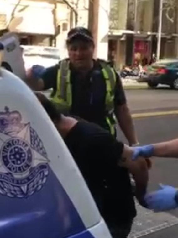 He was led away by police shortly before 4pm.