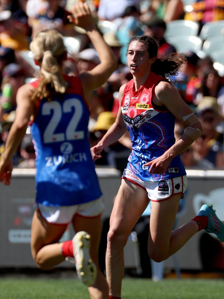 Alyssa Bannan kicked Melbourne’s only goal of the first half.