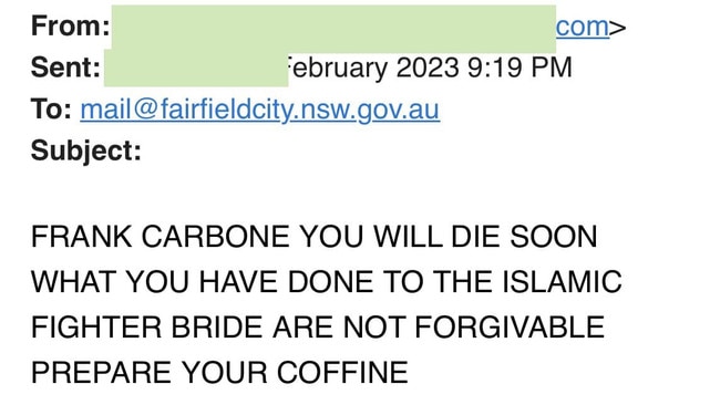 Fairfield Mayor Frank Carbone received a death threat via email. Photo: Facebook