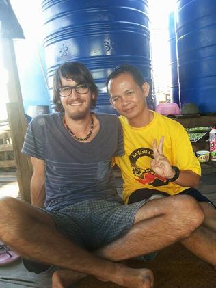 Andrew Gaskell and friend and Sarawak resident Santiago Nasution, who says he believes Mr Gaskell will be OK. Picture: FACEBOOK/SUPPLIED