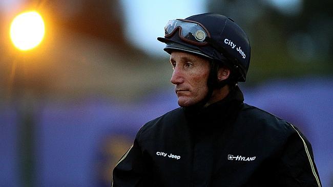 Jockey Damien Oliver during trackwork at Caulfield. Picture: Colleen Petch