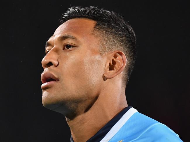 CHRISTCHURCH, NEW ZEALAND - MAY 12: Israel Folau of the Waratahs looks on during the round 12 Super Rugby match between the Crusaders and the Waratahs at AMI Stadium on May 12, 2018 in Christchurch, New Zealand.  (Photo by Kai Schwoerer/Getty Images)