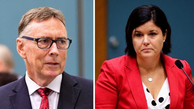 Territory Alliance leader Terry Mills and Attorney-General Natasha Fyles have gone head to head in a heated on on-air argument about Labor’s election ads