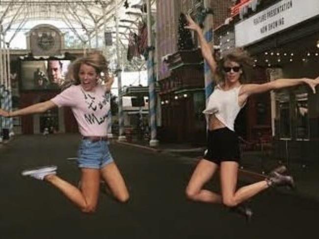The pair during a trip to Movie World on the Gold Coast. Picture: Supplied
