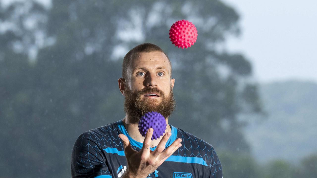 MOSMAN DAILY. Sydney FC goalie Andrew Redmayne juggles before he goes out to play in each match. Andrew photographed today 17th of January 2020 at training in Macquarie Park.  (AAP/Image Matthew Vasilescu)