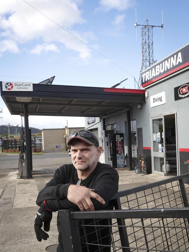 Tasman Highway will be closed from Friday for around a month making it difficult to access the towns of Triabunna and Orford, Triabunna Service Station owner Jay Baulch. Picture: Chris Kidd