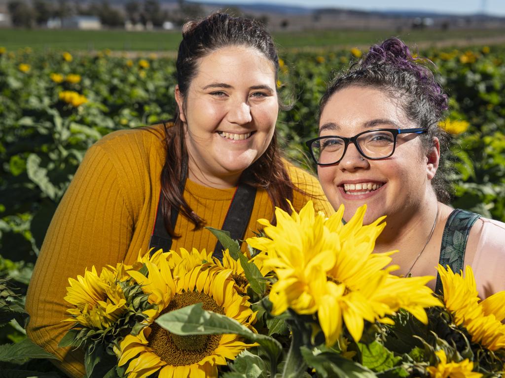 Sam Kingston (left) and Shannon Ward at Warraba Sunflowers, Saturday, June 22, 2024. Picture: Kevin Farmer