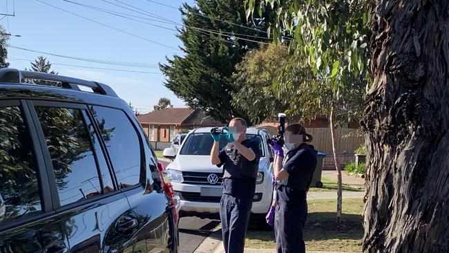 Forensic police at the scene. Picture: Brianna Travers.