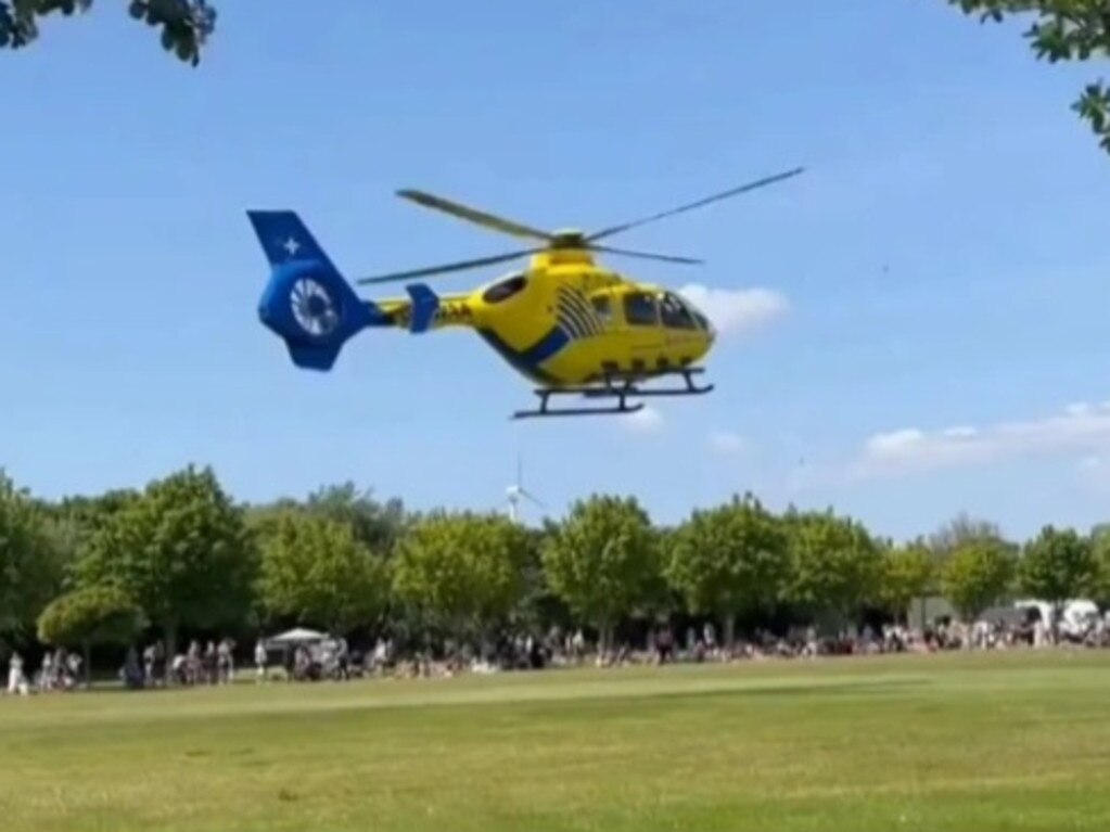 A helicopter airlifted the youngster to hospital after the incident. Picture: Sky News – Gary Robinson