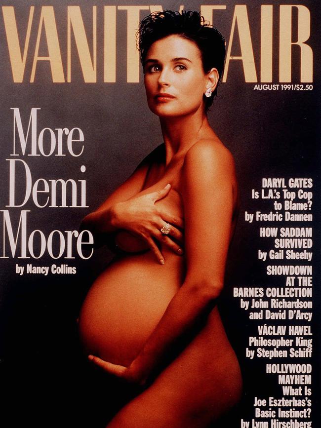A pregnant Demi Moore on the cover of Vanity Fair magazine, August 1991. Picture: Vanity Fair