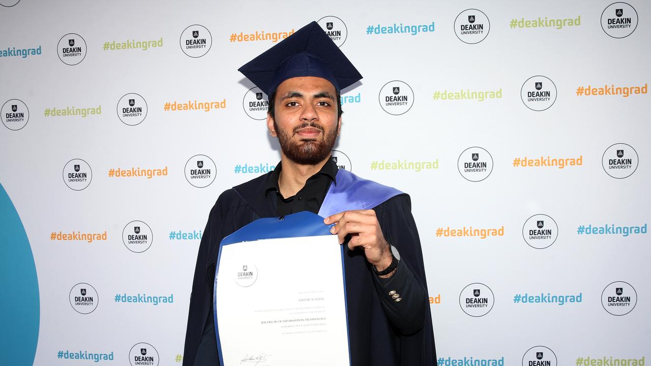 Ashar Kamal at Deakin University post-graduation celebrations on Friday afternoon. Picture: Alan Barber