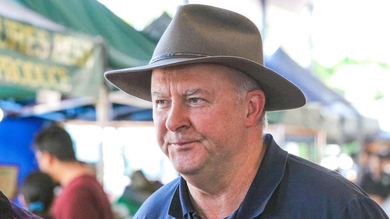 Opposition Leader Anthony Albanese in the Northern Territory on Sunday. Picture: Glenn Campbell