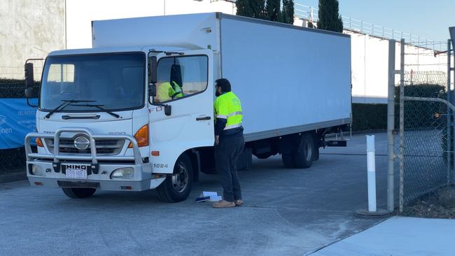 A man in his 30s has died at a KC Linen Warehouse on Darlington Drive in Yatala. Photo: Charlton Hart