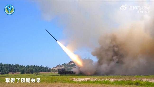 A missile is fired during a Chinese military exercise on August 4, 2022.