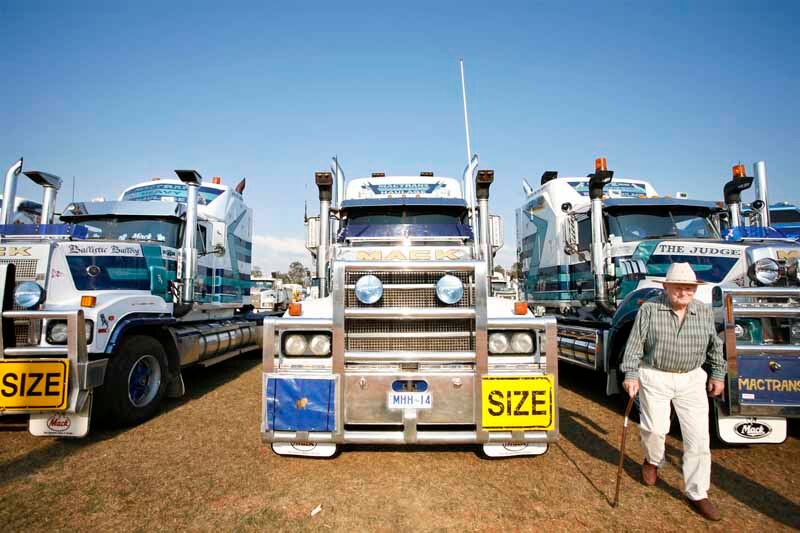 A world record was gained for the most Mack trucks in one spot at the Gatton Showgrounds on Sunday. More than 300 trucks and thousands of locals showed up to check out these giants of the road. Picture: David Nielsen