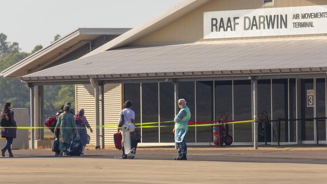 Flights carrying repatriated Aussies are currently being processed through RAAF Base Darwin before they are taken to Howard Springs quarantine. Picture: ADF