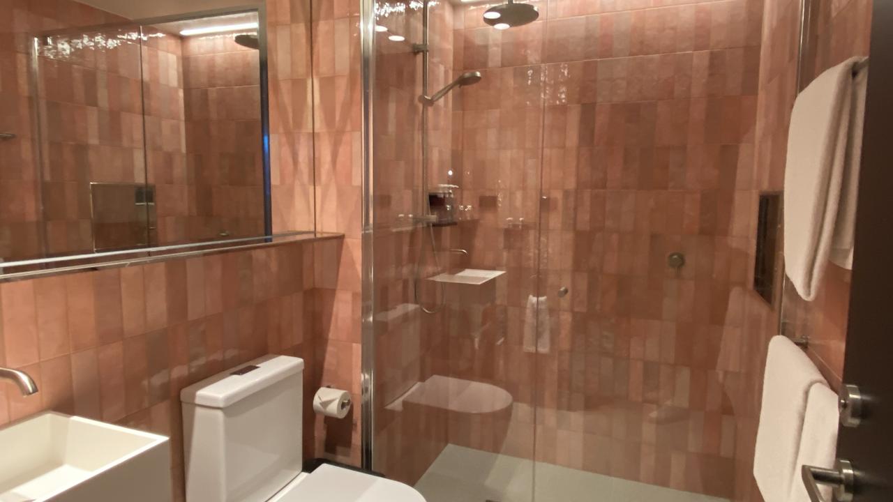 What’s more Instagrammable than a peach pink bathroom? Picture: Grace McKinnon