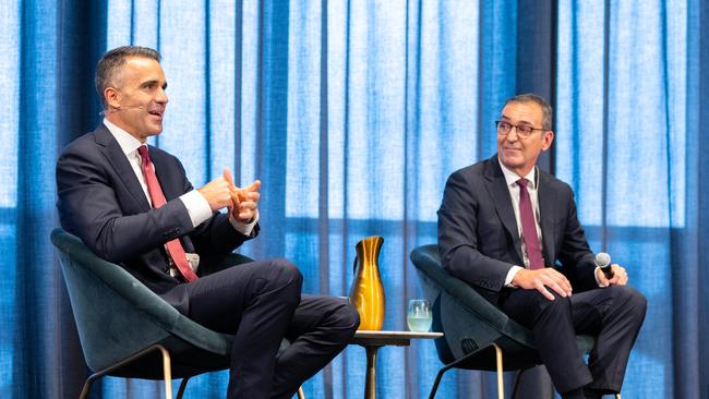 Opposition Leader Peter Malinauskas and SA Premier Steven Marshall at the Building a Better South Australia event run by the Advertiser at Skycity in Adelaide. Picture: Morgan Sette