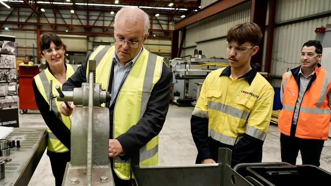 Prime Minister Scott Morrison campaigning in NSW on Thursday. Picture: Adam Taylor