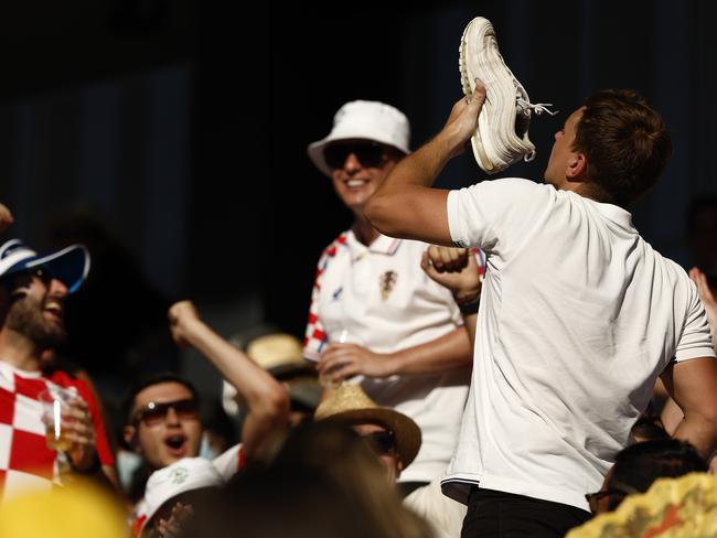 Aa shoey in the crowd will have the tennis purists whining again. Picture: Getty Images