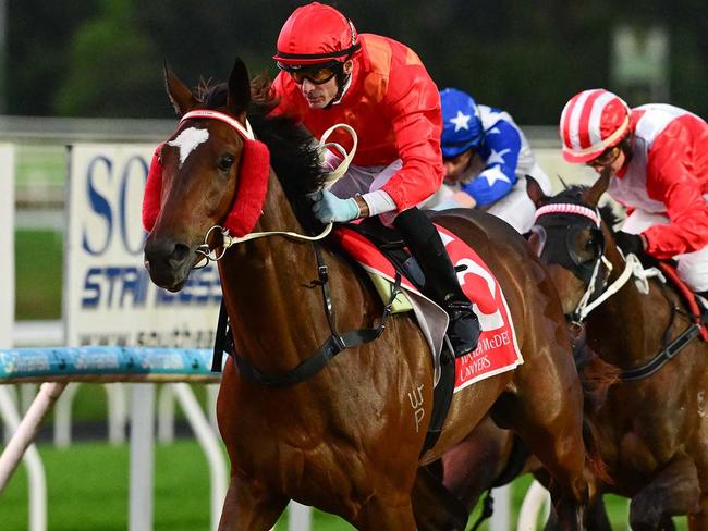 The Bear cruises to victory at the Sunshine Coast for jockey Justin Stanley and trainer Sharryn Livingstone. Picture: Grant Peters - Trackside Photography