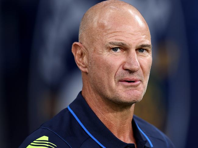 SYDNEY, AUSTRALIA - MARCH 09: Eels coach, Brad Arthur looks on at full-time during the round one NRL match between Parramatta Eels and Canterbury Bulldogs at CommBank Stadium, on March 09, 2024, in Sydney, Australia. (Photo by Brendon Thorne/Getty Images)