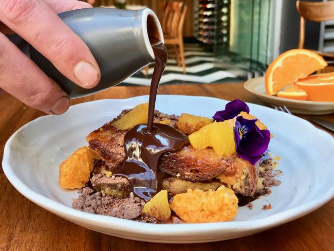 Jaffa on Toast gets a nice pour of dark chocolate. Picture: Jenifer Jagielski