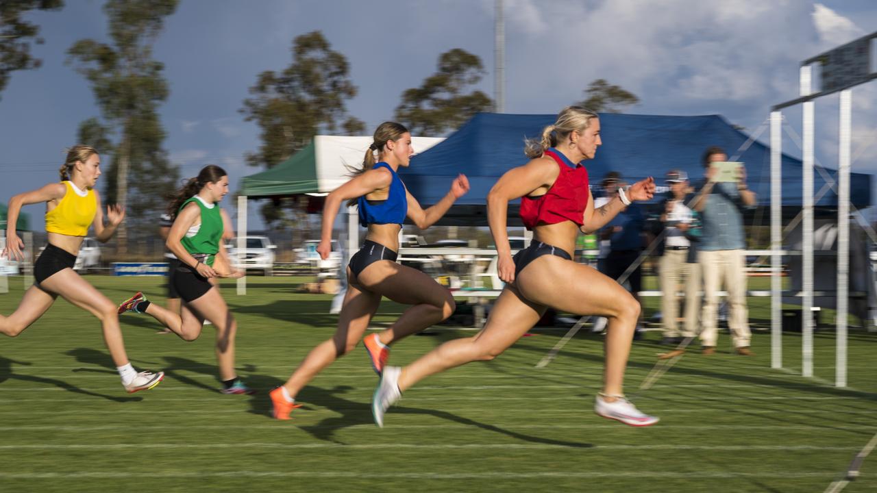 Olivia Matzer wins the second semi-final of the Women's Gift 75 yards on 2021 Postle Gift Raceday at Club Pittsworth, Saturday, October 30, 2021. Picture: Kevin Farmer